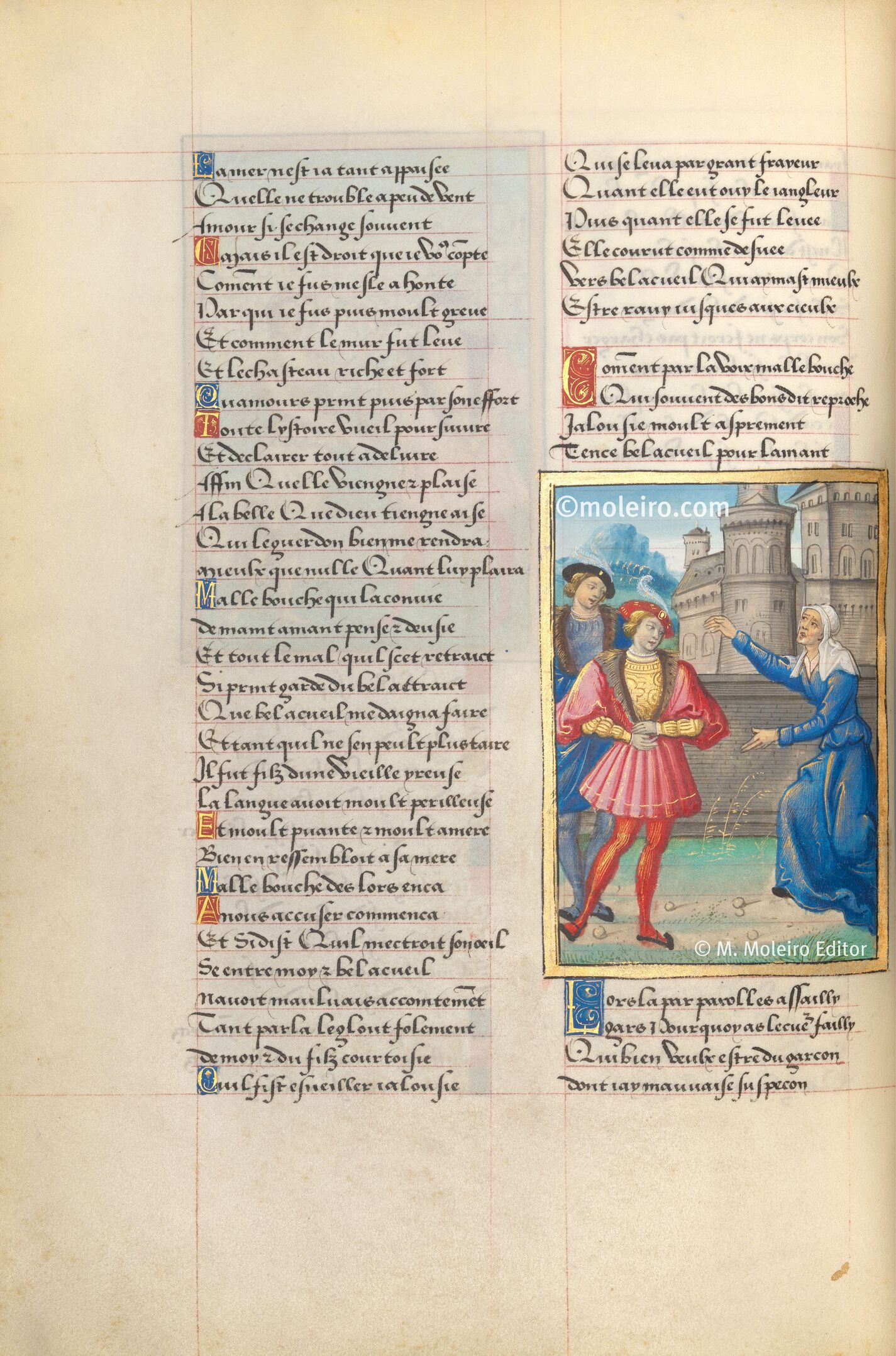 Le Roman de la Rose de Franois I Jalousie rprimande Bel-Accueil, f. 38v