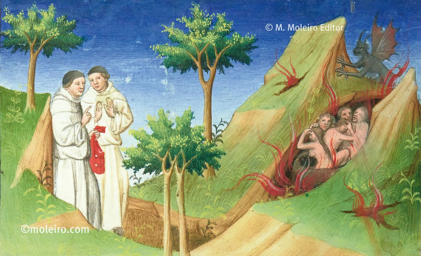 Libro de las maravillas del mundo,<br> Marco Polo - Odorico de Pordenone Odorico de Pordenone en el Valle del Infierno, f. 115r